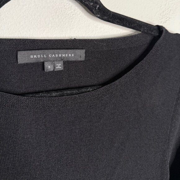 Skull Cashmere Women's Small Black Dress Ribbed Bodycon Cutout Back Long‎ Sleeve - Picture 4 of 7